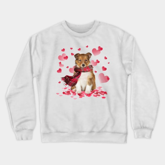 Shetland Sheepdog Hearts Love Happy Valentine's Day Crewneck Sweatshirt by cyberpunk art